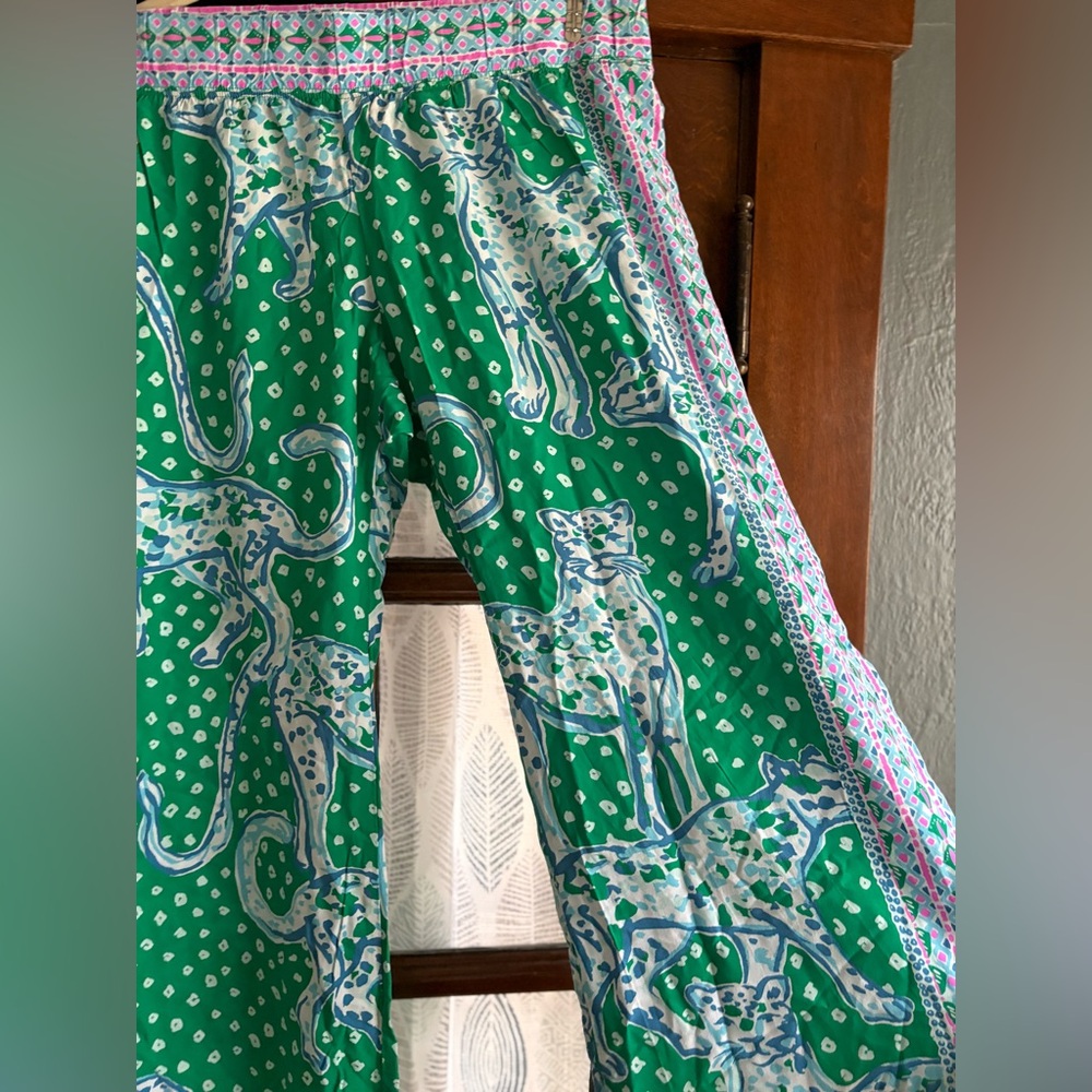 Lilly Pulitzer Bal Harbour Palazzo Pants in "Emerald Isle On The Prowl" Print - Picture 4 of 8